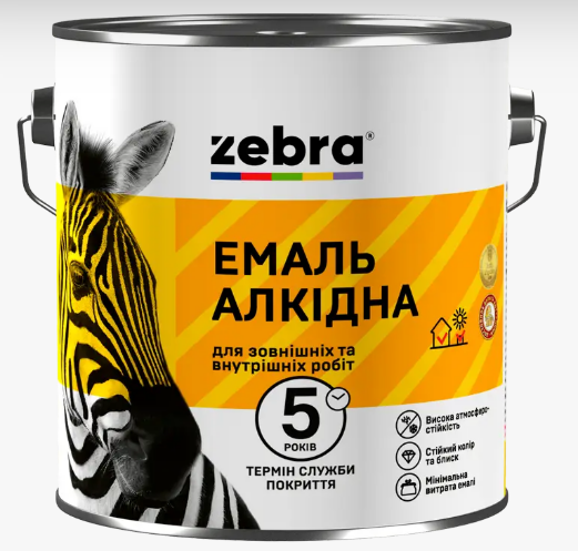 Емаль ZEBRA алкідна ПФ-116 12 білий глянсовий 2,8 кг